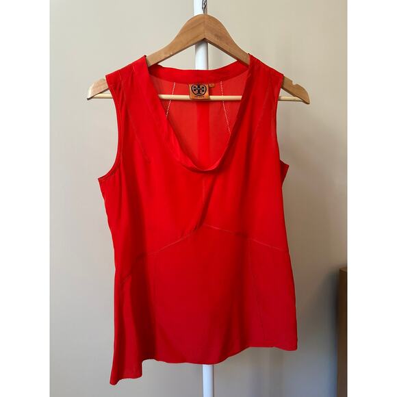 Tory Burch Red Silk Sleeveless Top, Size 2 - Picture 1 of 5